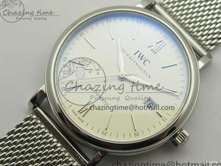 MIROTIME 0520 Portofino Automatic SS MKF 1:1 Best Edition White Dial On SS Mesh Bracelet A2892 V TechFriendly 7205